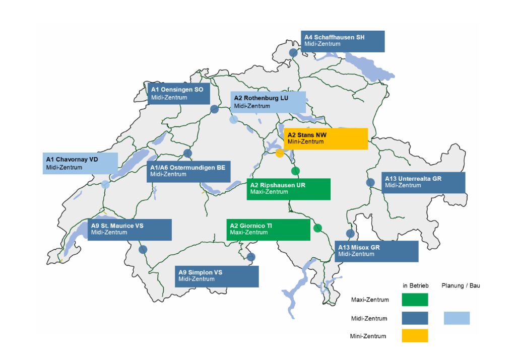 Karte «Kontrollzentren in der ganzen Schweiz»
