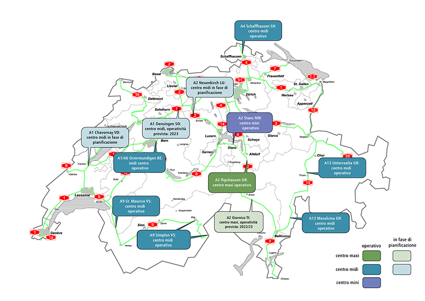 Mappa "Centri di controllo in Svizzera"